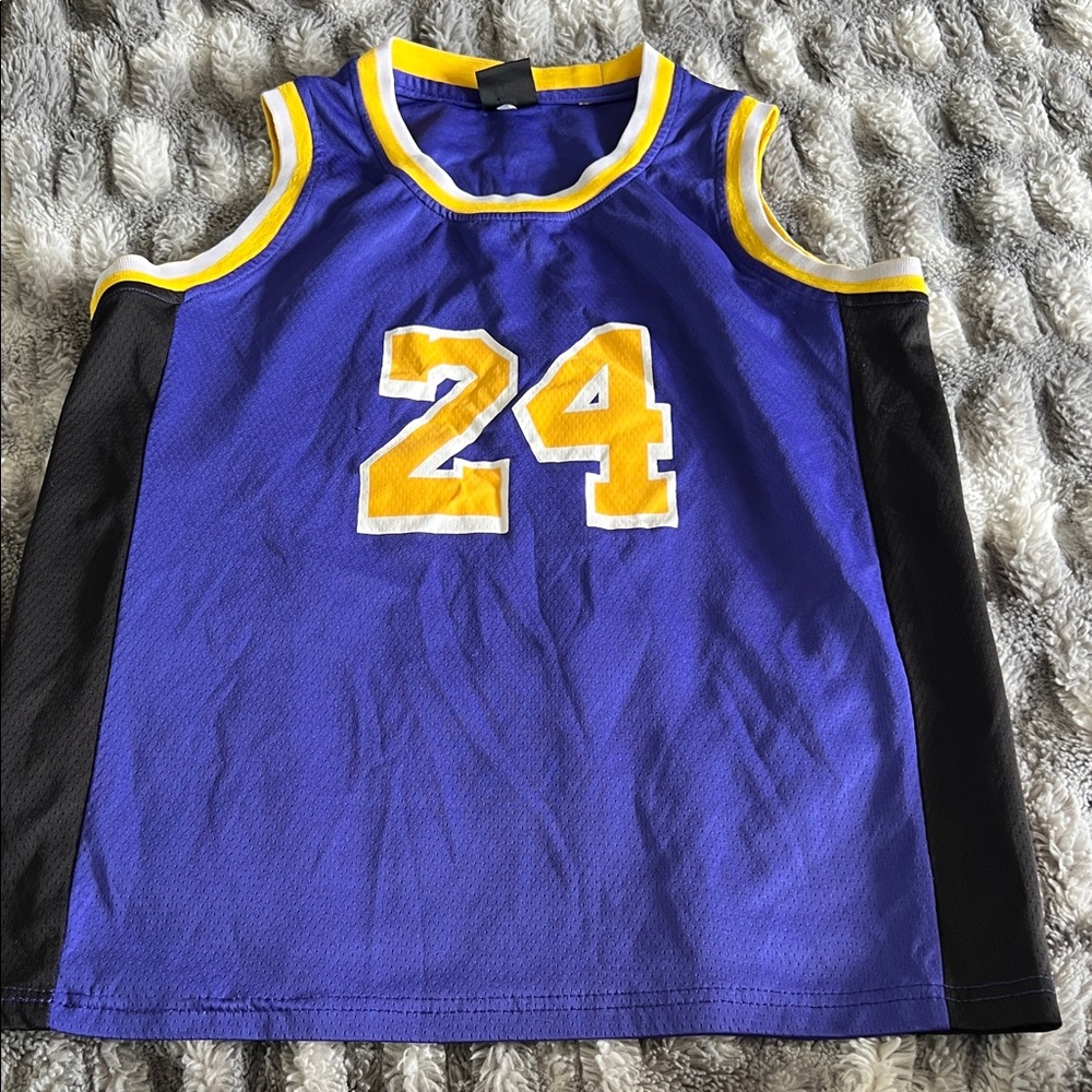 Kids Purple and Yellow Number 24 Bryant Basketball